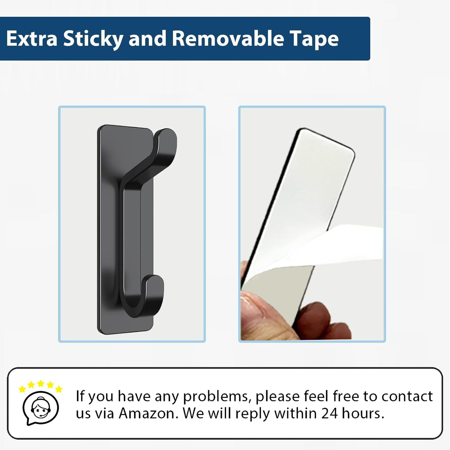 pickpiff Wall Hooks for Coat and Towel: 13LB Strong Adhesive Door Hanger Stick on. Black 4 Pack - Image 5