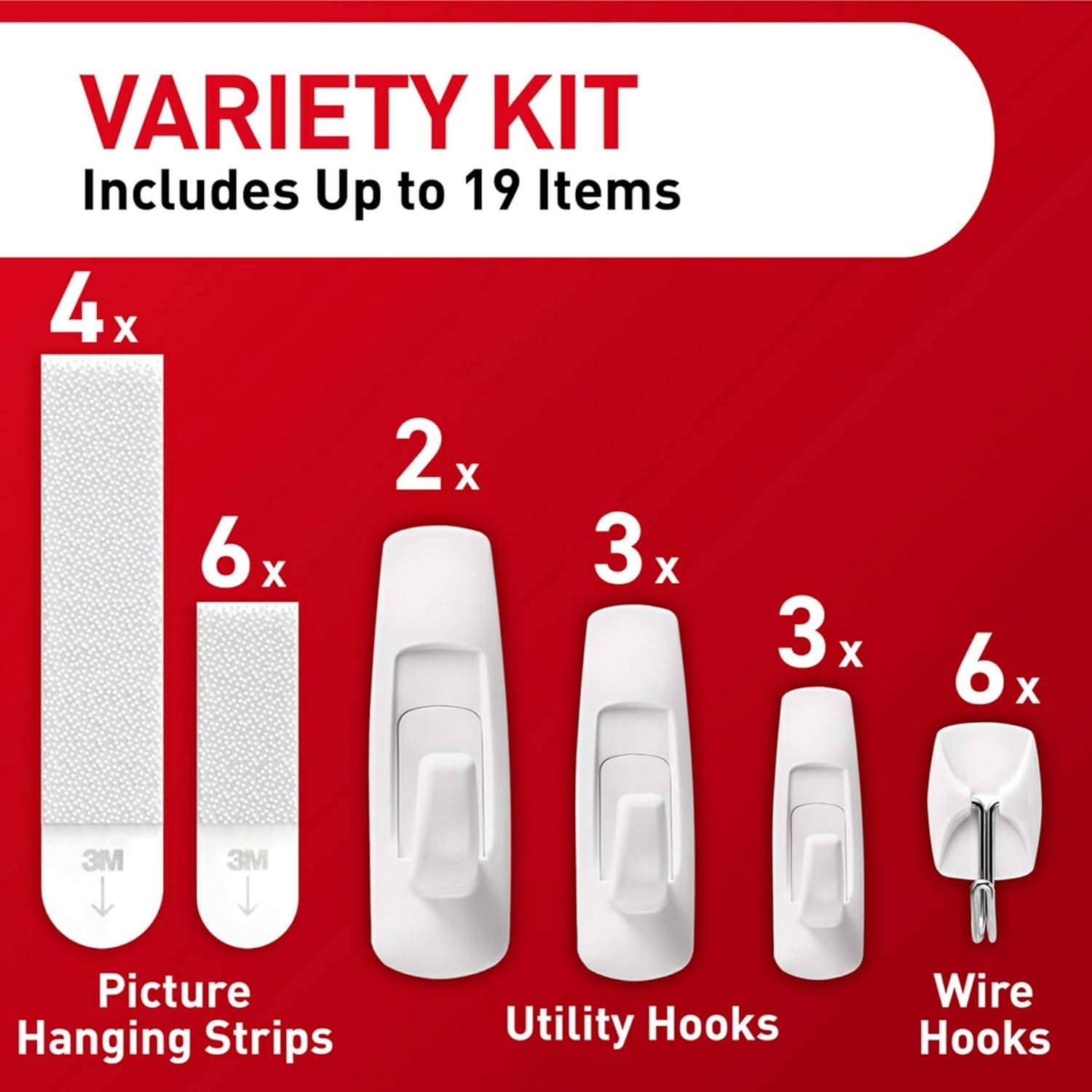 Command Variety Pack. Including 10 Pairs of Picture Hanging Strips. 6 Wire Hooks and 8 Utility Hooks for Hanging Christmas Decorations. Damage Free Hanging Up to 19 Items with Command Strips. 1 Kit - Image 3
