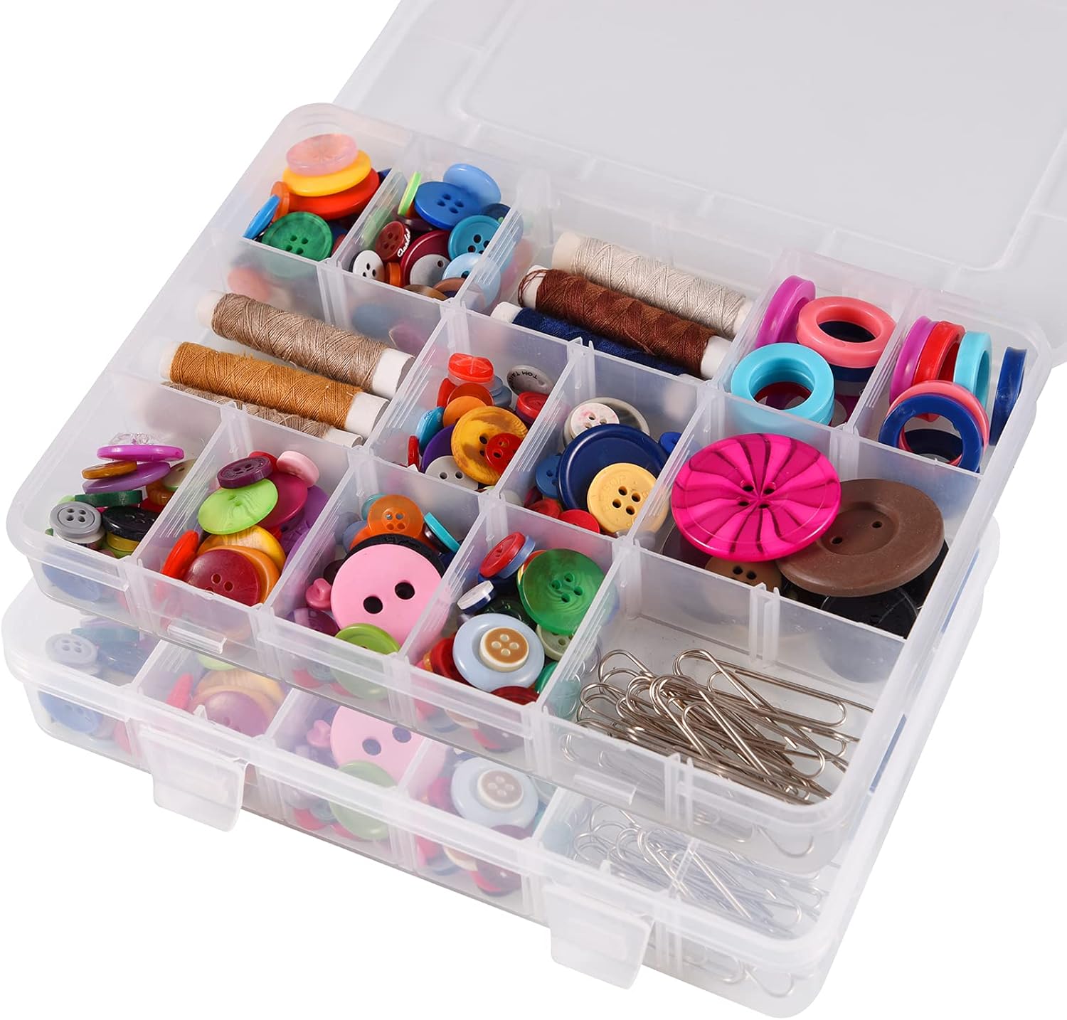 Exptolii 18 Grids Plastic Organizer Box with Dividers. Clear Compartment Container Storage for Beads Crafts Jewelry Fishing Tackles. Size 7.9 x 6.2 x 1.2 in - Image 5
